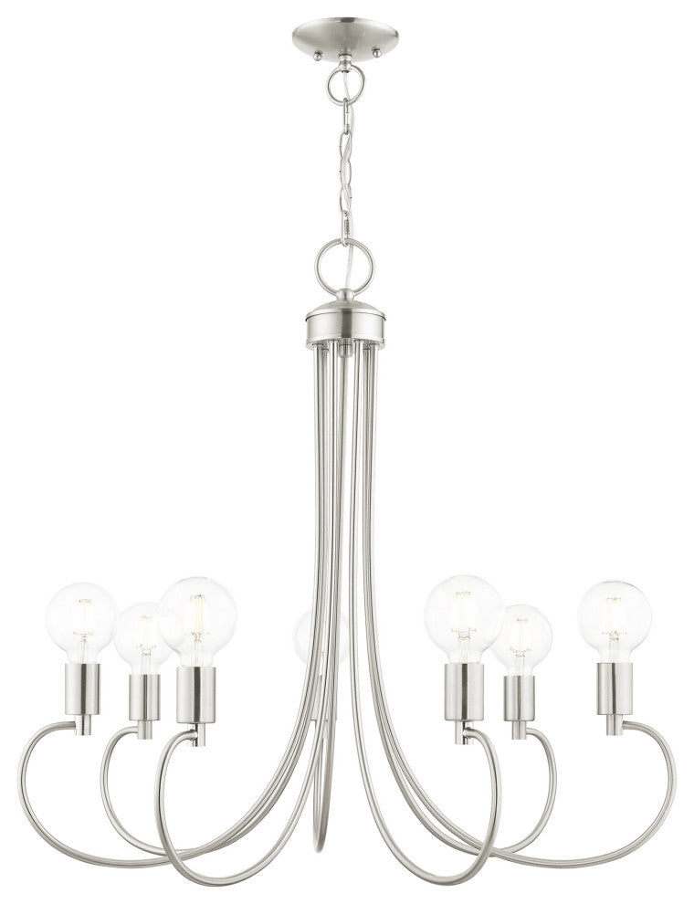 Livex Lighting Bari 7 Light Brushed Nickel Chandelier