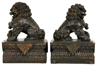 9" Foo Dog Statues, Set of Two