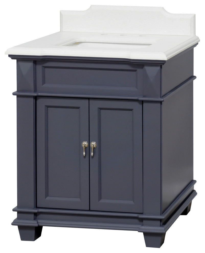 Elizabeth 30" Bathroom Vanity, Base: Marine Gray, Top: Quartz