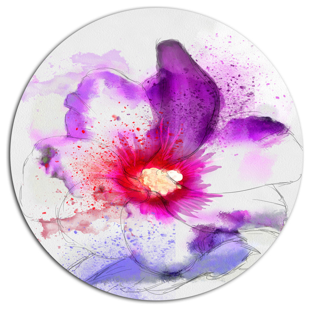 Beautiful Pink Flower Watercolor, Floral Wall Round Wall Art, 11"