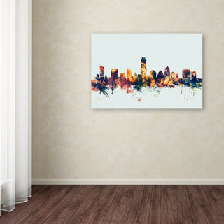 Michael Tompsett 'Austin Texas Skyline Blue' Canvas Art, 16x24