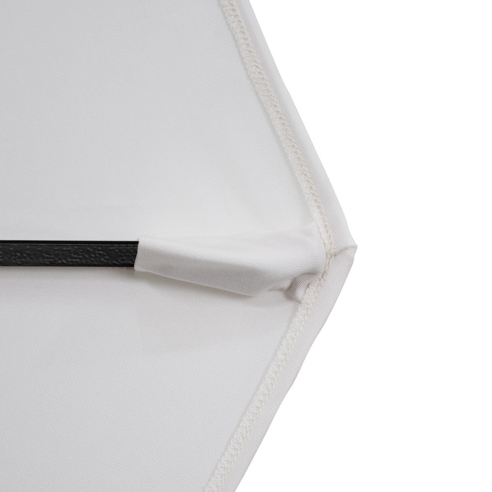 9'' Stone Black Collar Tilt Crank Lift Aluminum Umbrella, Sunbrella, Natural