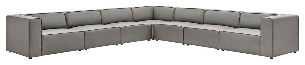Mingle Vegan Leather 7-Piece Sectional Sofa, Gray