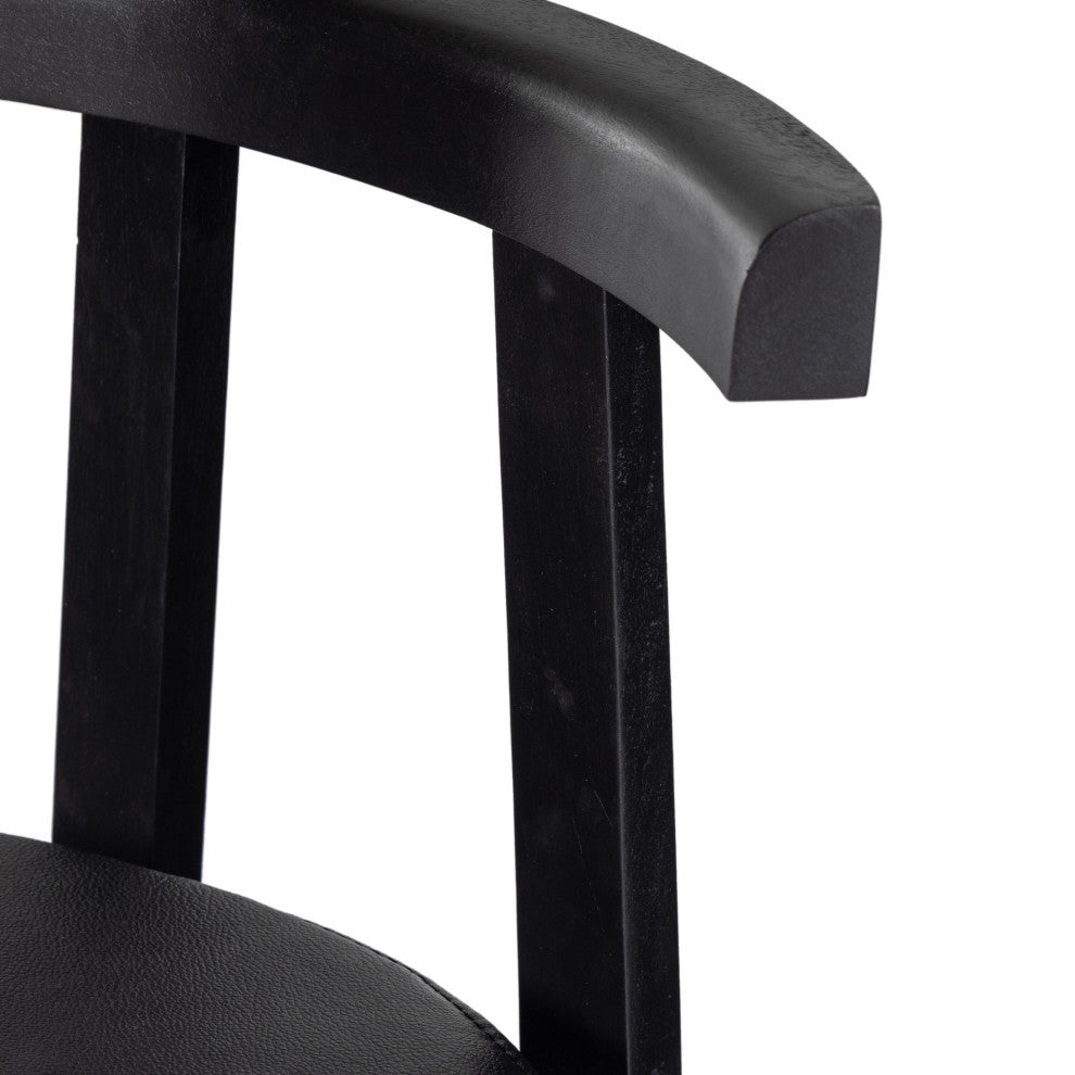 Tex Stool Black Rosa Morada, Black Leather, Bar