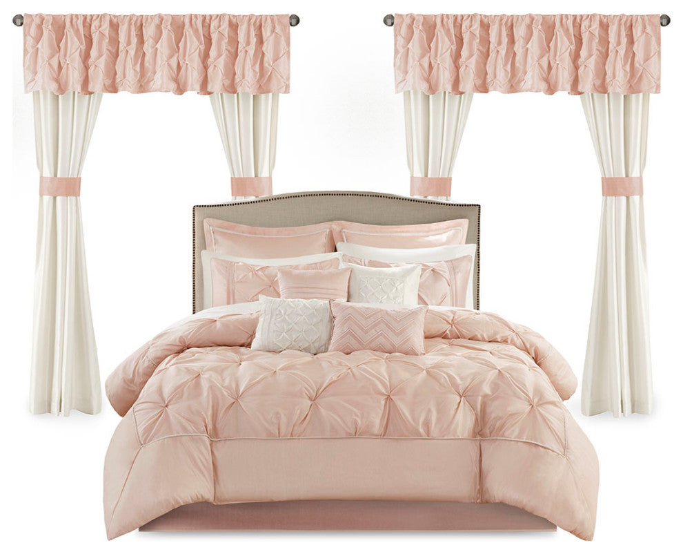 Madison Park Essentials Joella 24 Piece Room, a Bag, Blush