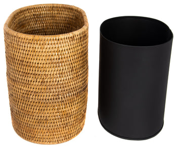 Artifacts Rattan™ Oval Waste Basket with Metal Liner, Honey Brown