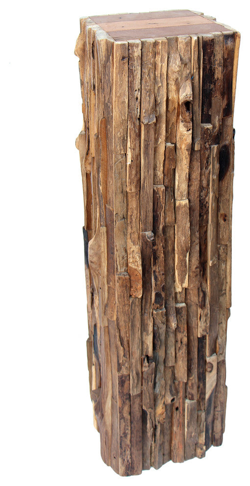 Reclaimed Teak Wood Pedestal, Natural, 40"