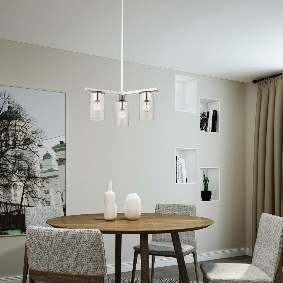 Livex Lighting Zurich 3 Light Brushed Nickel Chandelier