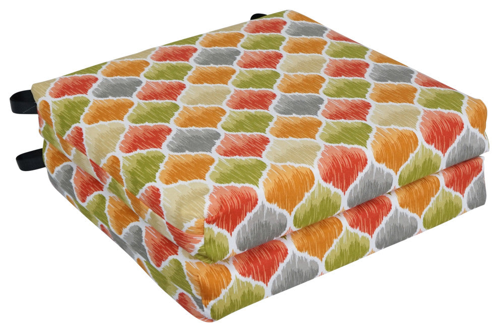 20"X19" Patterned Outdoor Chair Cushions, Set of 2, Denali Sunset
