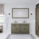 60" Grizzle Gray Double Sink Vanity With Carrara White Marble Counter Top, Mirro