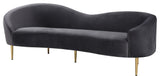 Ritz Velvet Upholstered Sofa, Grey