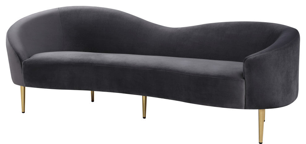 Ritz Velvet Upholstered Sofa, Grey