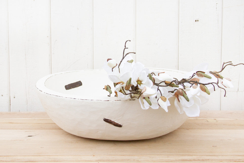 Large Metal Strap White Bowl