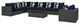 Chocolate Navy Sojourn 7-Piece Outdoor Patio Sunbrella Sectional Set