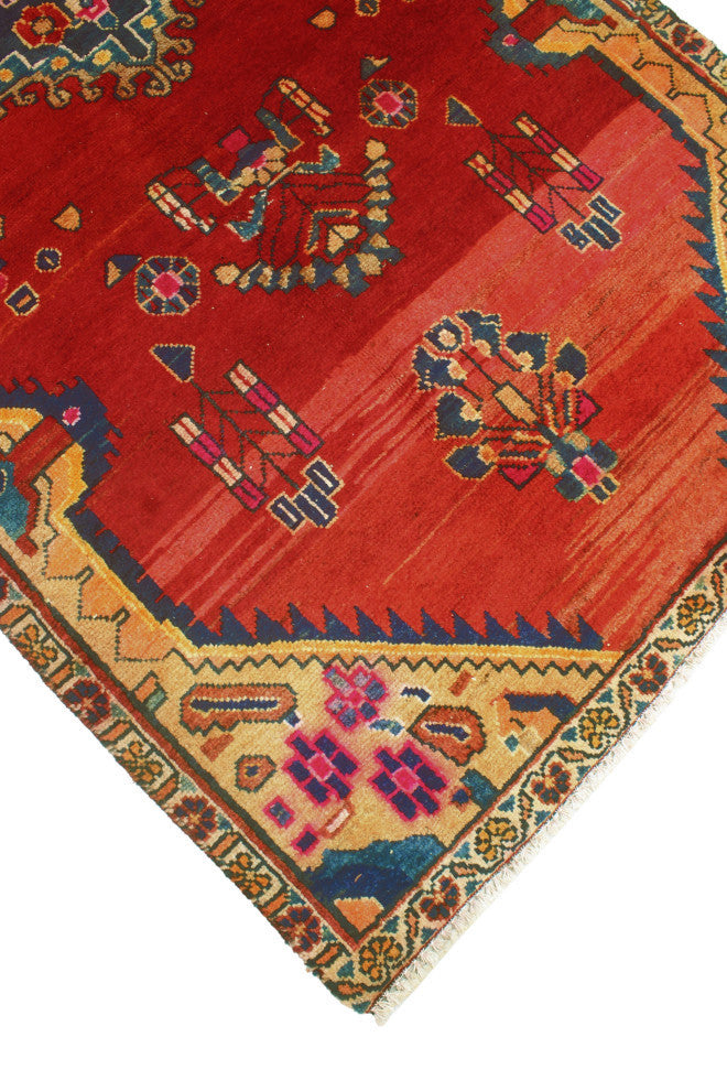 Fine Vintage Distressed Charmain Red/Beige Runner, 3'8x7'11