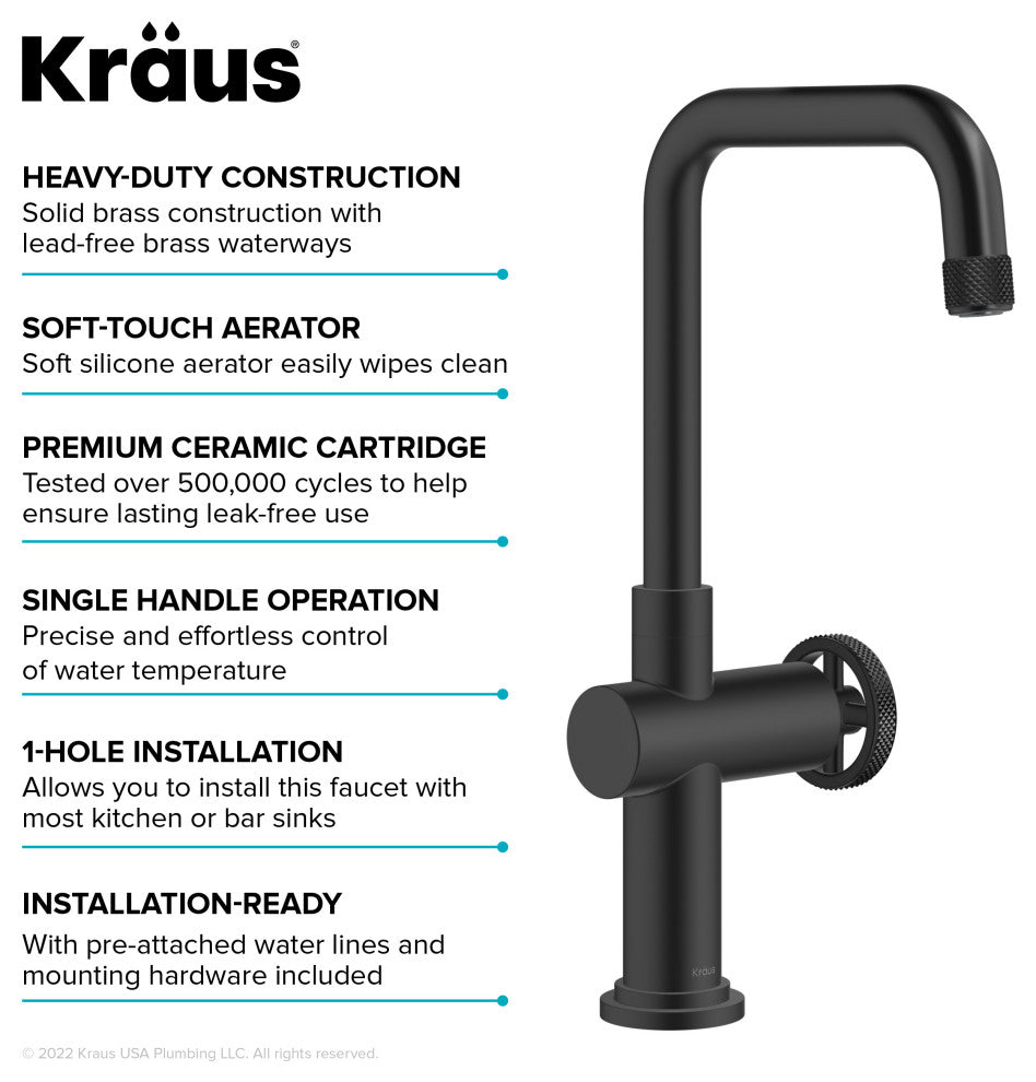 Urbix Bridge Kitchen Faucet, Matte Black, Kpf-3127mb