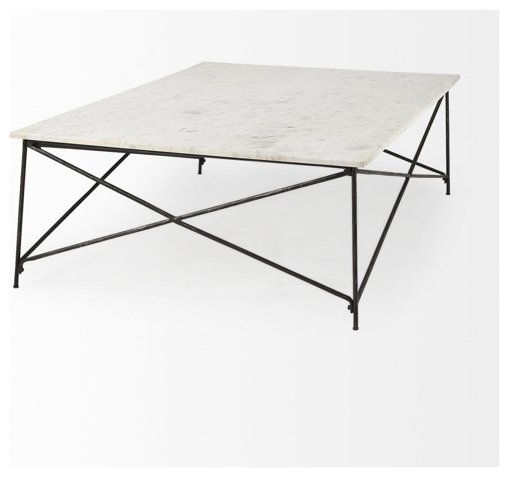 White Marble Criss Cross Base Coffee Table