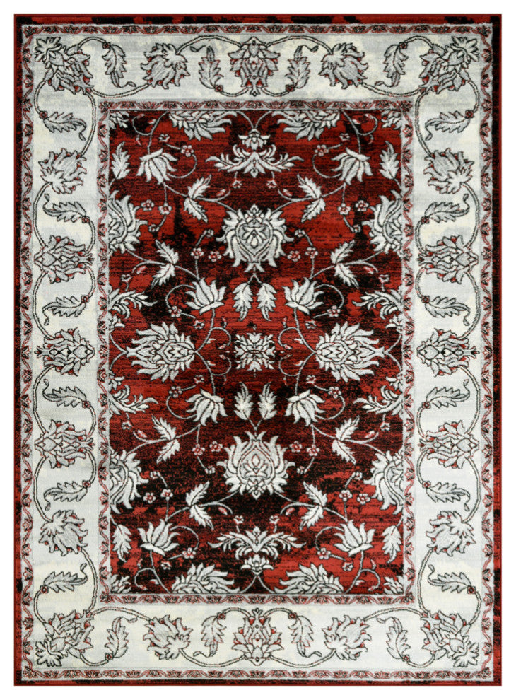 Traditional Accent Rug, Scarlet Red, 9'8"x7'5"
