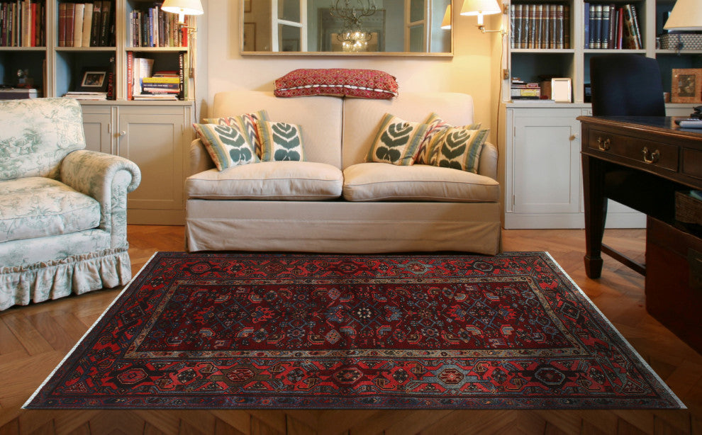 Semi Antique Amaan Red/Blue Rug, 4'1x6'6