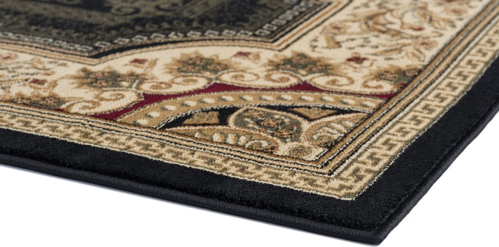 Jayden Traditional Oriental Area Rug, Black, 2'x3'