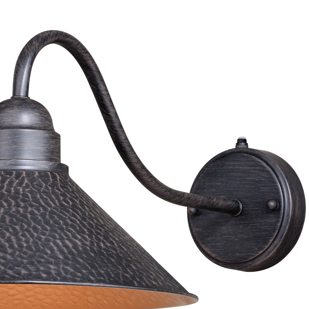 Outland 12" Long Arm Outdoor Wall Light Aged Iron and Light Gold