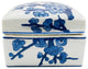 Blue & White Chinoiserie Square Ceramic Box - Cherry Blossom