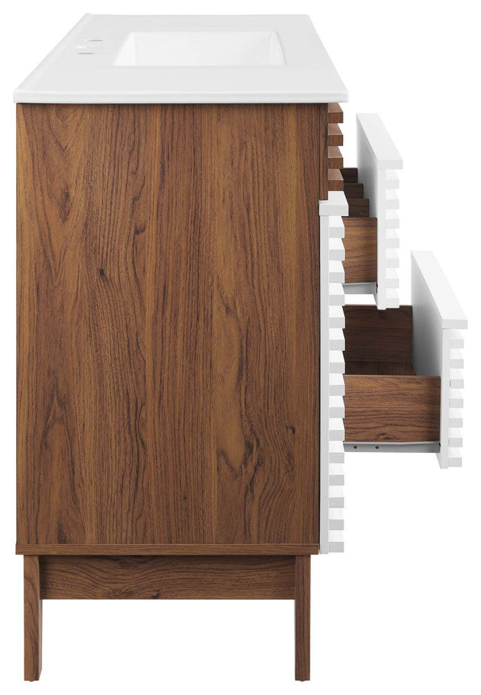 Render 48" Single Sink Bathroom Vanity, White Walnut White