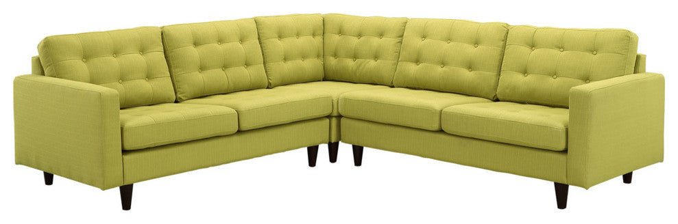 Modern Contemporary Fabric Sectional Sofa Set, Wheatgrass Fabric, 3-Piece Set