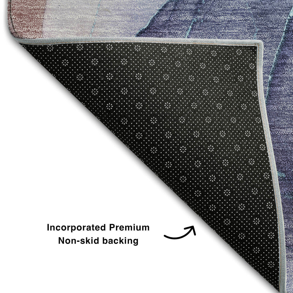 Premium Machine Washable Mayfield AMF504 Navy 8' x 10' Rug