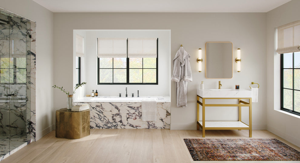 The Condesa Bathroom Vanity, Brushed Gold, 36", Single Sink, Freestanding