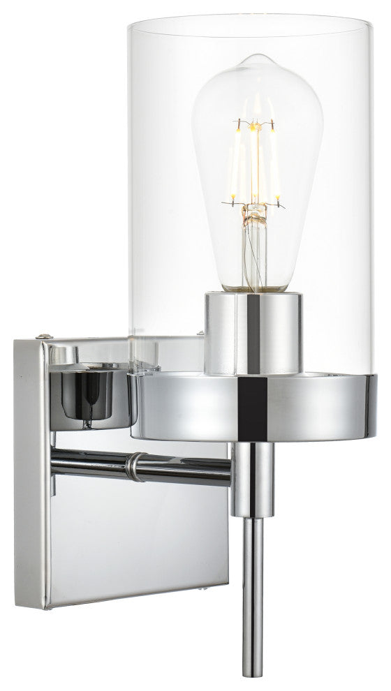 1 Light Chrome And Clear Bath Sconce