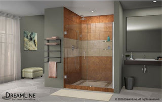 Unidoor 57-58"Wx72"H Frameless Hinged Shower Door, Shelves, Oil Rubbed Bronze