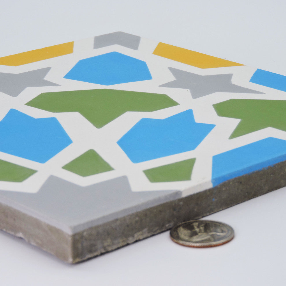 Bahja Handmade Cement Tile, Multi-Color, Sample