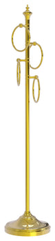 Floor Standing 4 Towel Ring Stand, Polished Brass