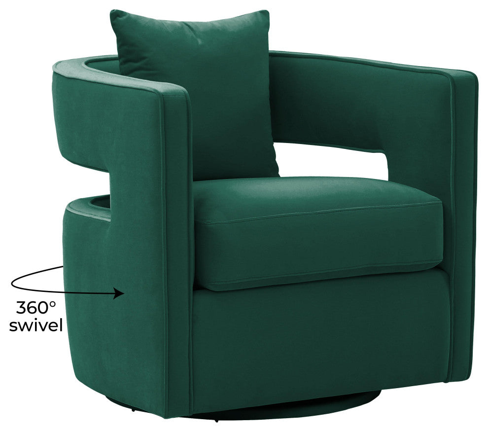 Kennedy  Velvet Swivel Chair, Forest Green