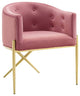 Modern Dining Chair, Golden Frame With Velvet Seat & Curved Back, Dusty Rose