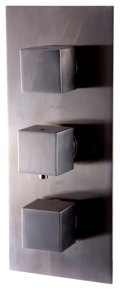 ALFI brand AB2701-BN Brushed Nickel Square 2 Way Thermostatic Shower Mixer