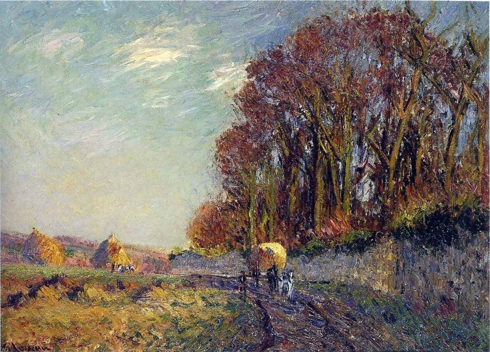 Gustave Loiseau Cart in an Autumn Landscape Premium Canvas Print