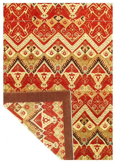 Multi Color Fine Hand Knotted Ikat Rug 9'11'' X 14'