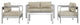 Silver Beige Shore 4-Piece Outdoor Patio Aluminum Sectional Sofa Set