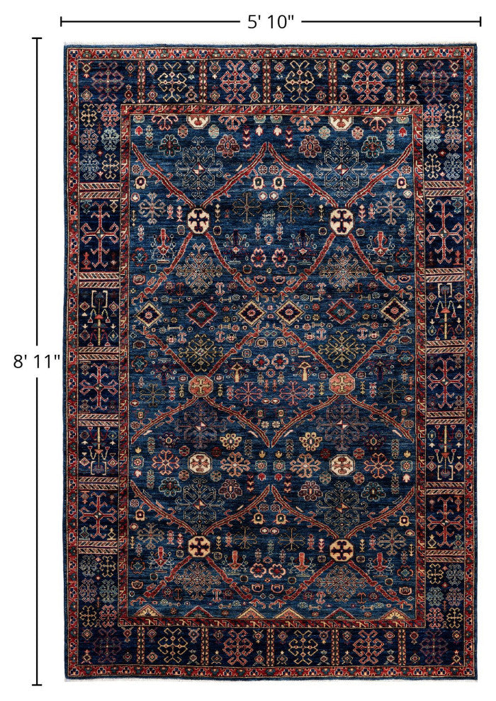Serapi One-of-a-Kind Hand-Knotted Area Rug Blue, 5'10" x 8'11"