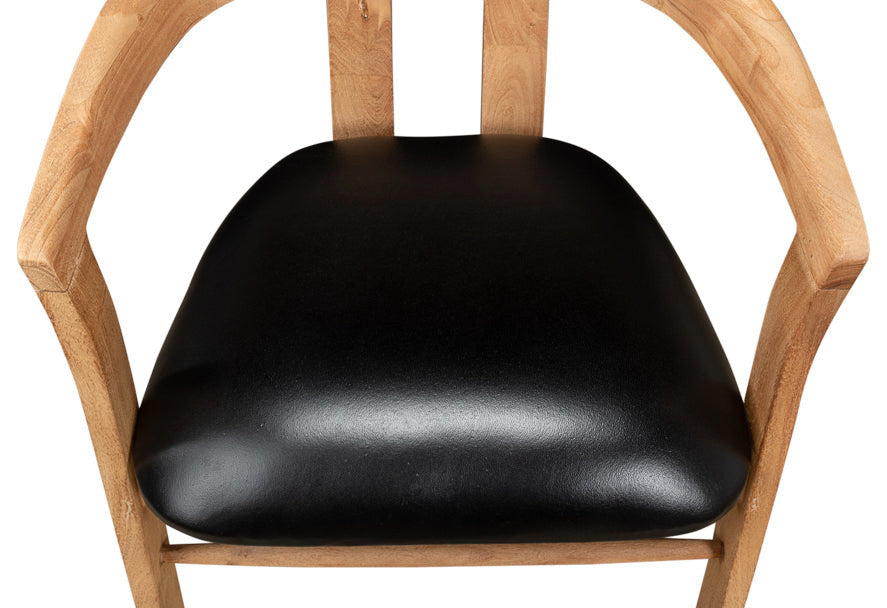 Rift Dining Chairs Set of 2 Black Leather Seat Curved Back