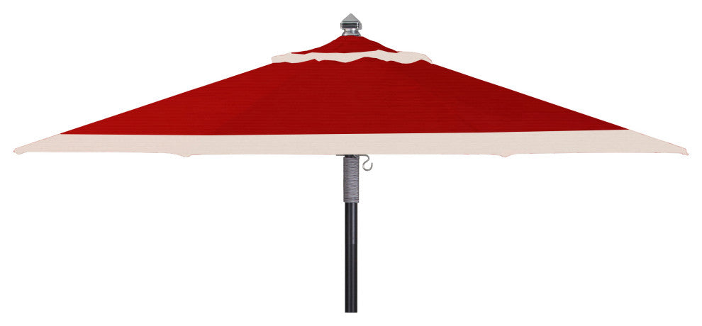 9' Round Universal Sunbrella Replacement Canopy, Jockey Red With Natural Trim