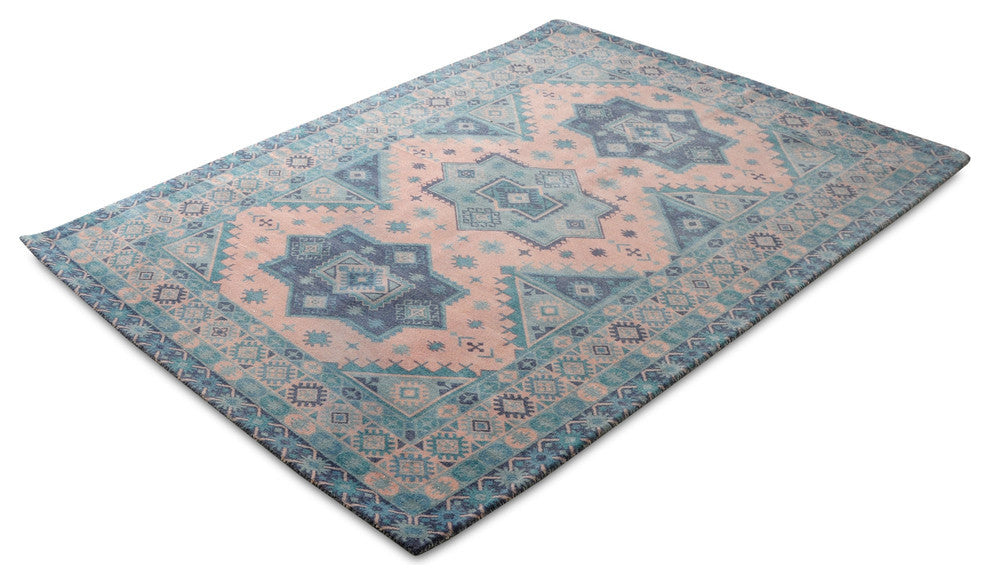 Turquoise Royal Southwestern Boho Area Rug, 5'x7'