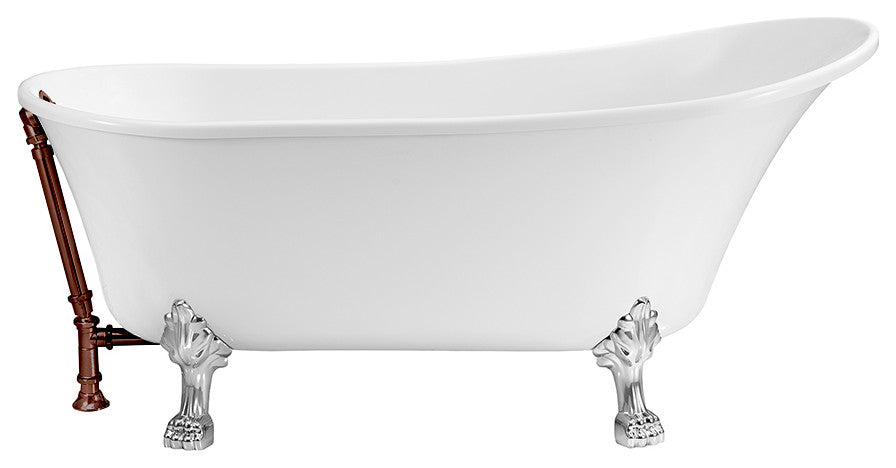 55" Streamline N343CH-ORB Clawfoot Tub and Tray With External Drain