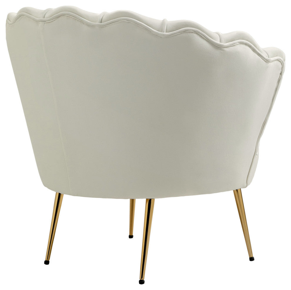 Gardenia  Velvet Upholstered Chair, Cream