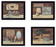 "Bathroom Collection I" 4-Piece Vignette by Pam Britton, Black Frame