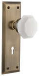 New York Plate with Keyhole Single Dummy Waldorf White Milk Glass Knob