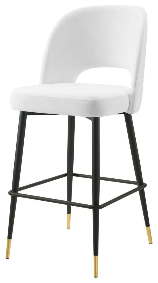 Bar Stool Chair Barstool, Velvet, Metal, White, Bar Pub Cafe Bistro Restaurant