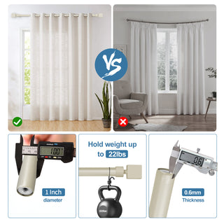 1" Wright Adjustable Curtain Rod, French White, 84"-120"